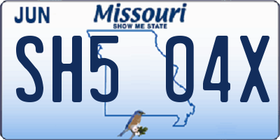 MO license plate SH5O4X