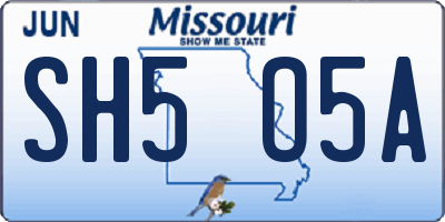 MO license plate SH5O5A