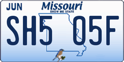 MO license plate SH5O5F