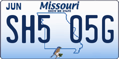 MO license plate SH5O5G