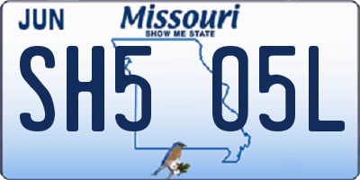 MO license plate SH5O5L