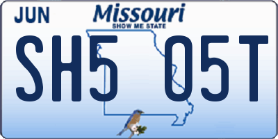 MO license plate SH5O5T