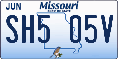 MO license plate SH5O5V