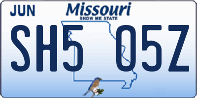 MO license plate SH5O5Z