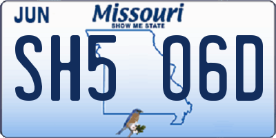 MO license plate SH5O6D