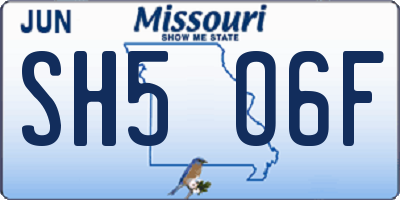 MO license plate SH5O6F