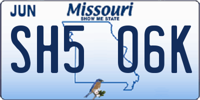 MO license plate SH5O6K