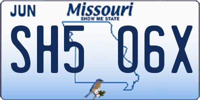MO license plate SH5O6X