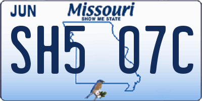 MO license plate SH5O7C