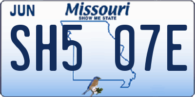 MO license plate SH5O7E