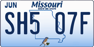 MO license plate SH5O7F