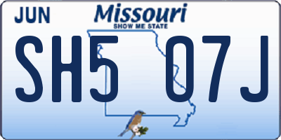 MO license plate SH5O7J
