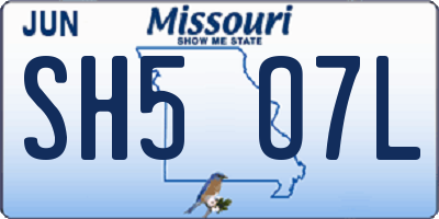 MO license plate SH5O7L