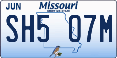 MO license plate SH5O7M