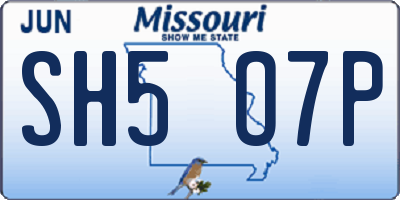 MO license plate SH5O7P