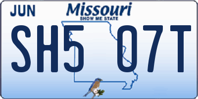 MO license plate SH5O7T