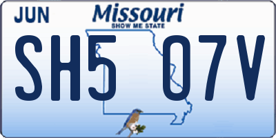 MO license plate SH5O7V
