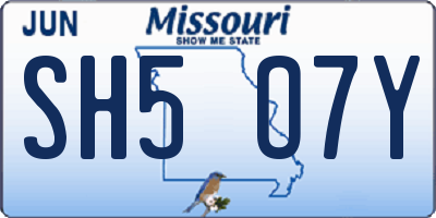 MO license plate SH5O7Y