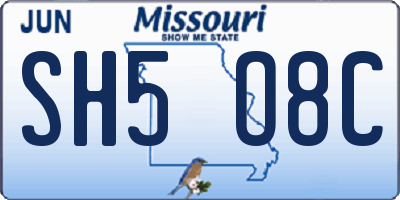 MO license plate SH5O8C