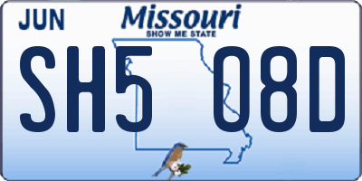 MO license plate SH5O8D