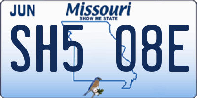 MO license plate SH5O8E