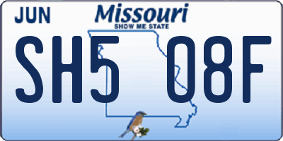 MO license plate SH5O8F
