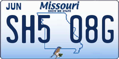 MO license plate SH5O8G
