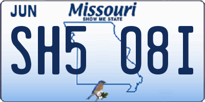 MO license plate SH5O8I