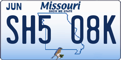 MO license plate SH5O8K