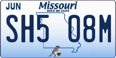 MO license plate SH5O8M