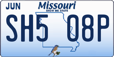 MO license plate SH5O8P