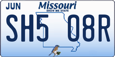 MO license plate SH5O8R