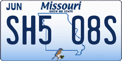 MO license plate SH5O8S