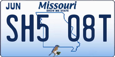 MO license plate SH5O8T