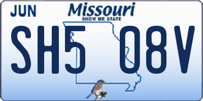 MO license plate SH5O8V