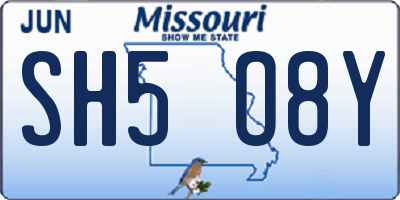 MO license plate SH5O8Y