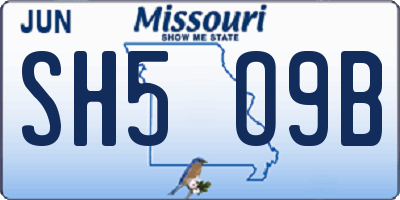 MO license plate SH5O9B