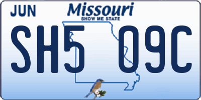 MO license plate SH5O9C