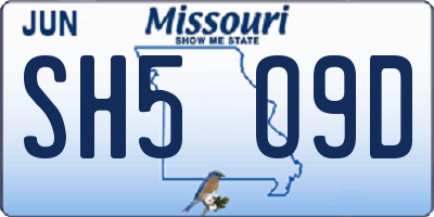 MO license plate SH5O9D