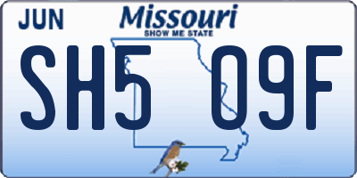MO license plate SH5O9F