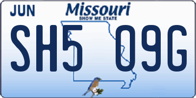 MO license plate SH5O9G