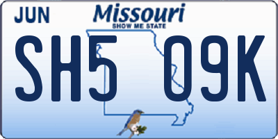 MO license plate SH5O9K