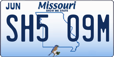 MO license plate SH5O9M