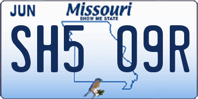 MO license plate SH5O9R