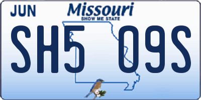 MO license plate SH5O9S