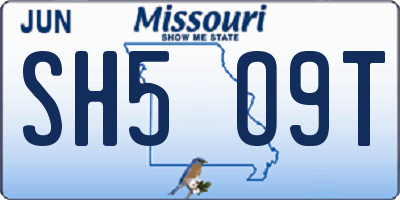 MO license plate SH5O9T