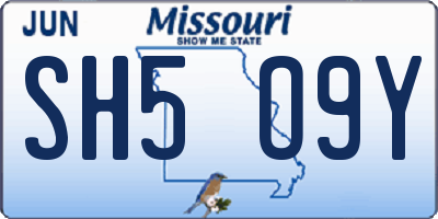 MO license plate SH5O9Y