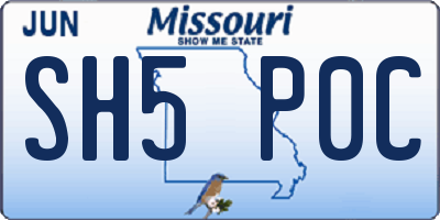 MO license plate SH5P0C