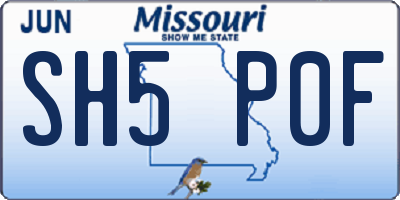 MO license plate SH5P0F