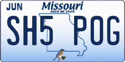 MO license plate SH5P0G